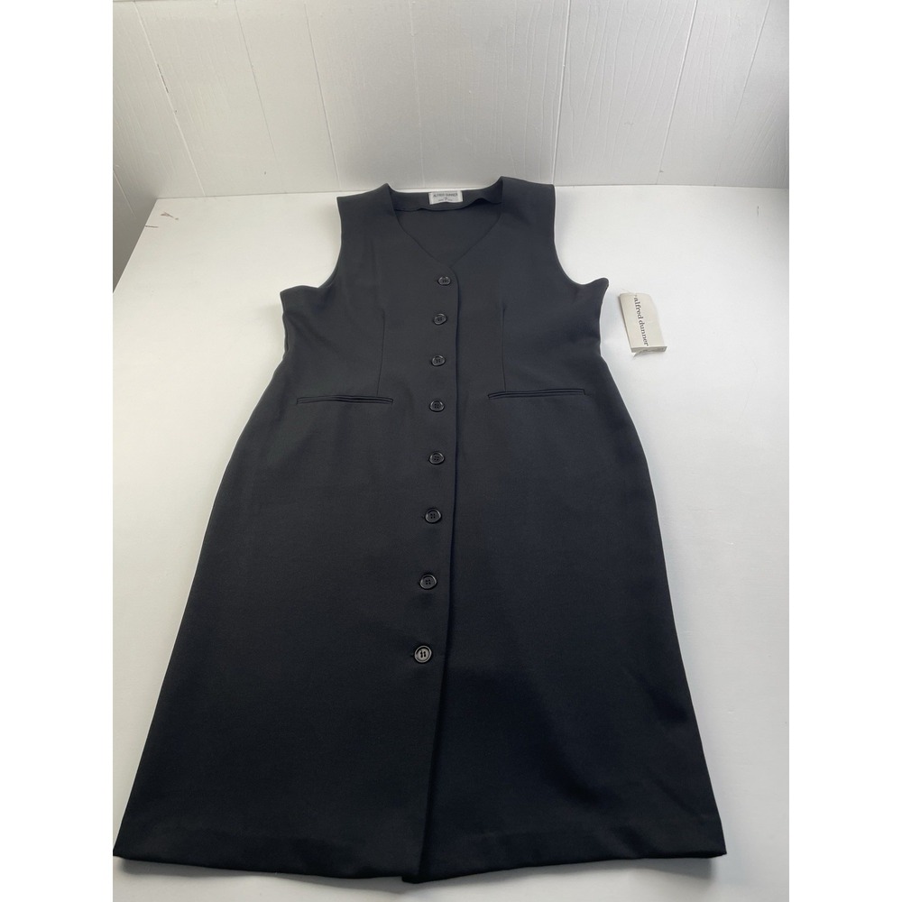 Vintage Alfred Dunner Dress Size‎ 14 Sleeveless Black Button Made in U.S.A.